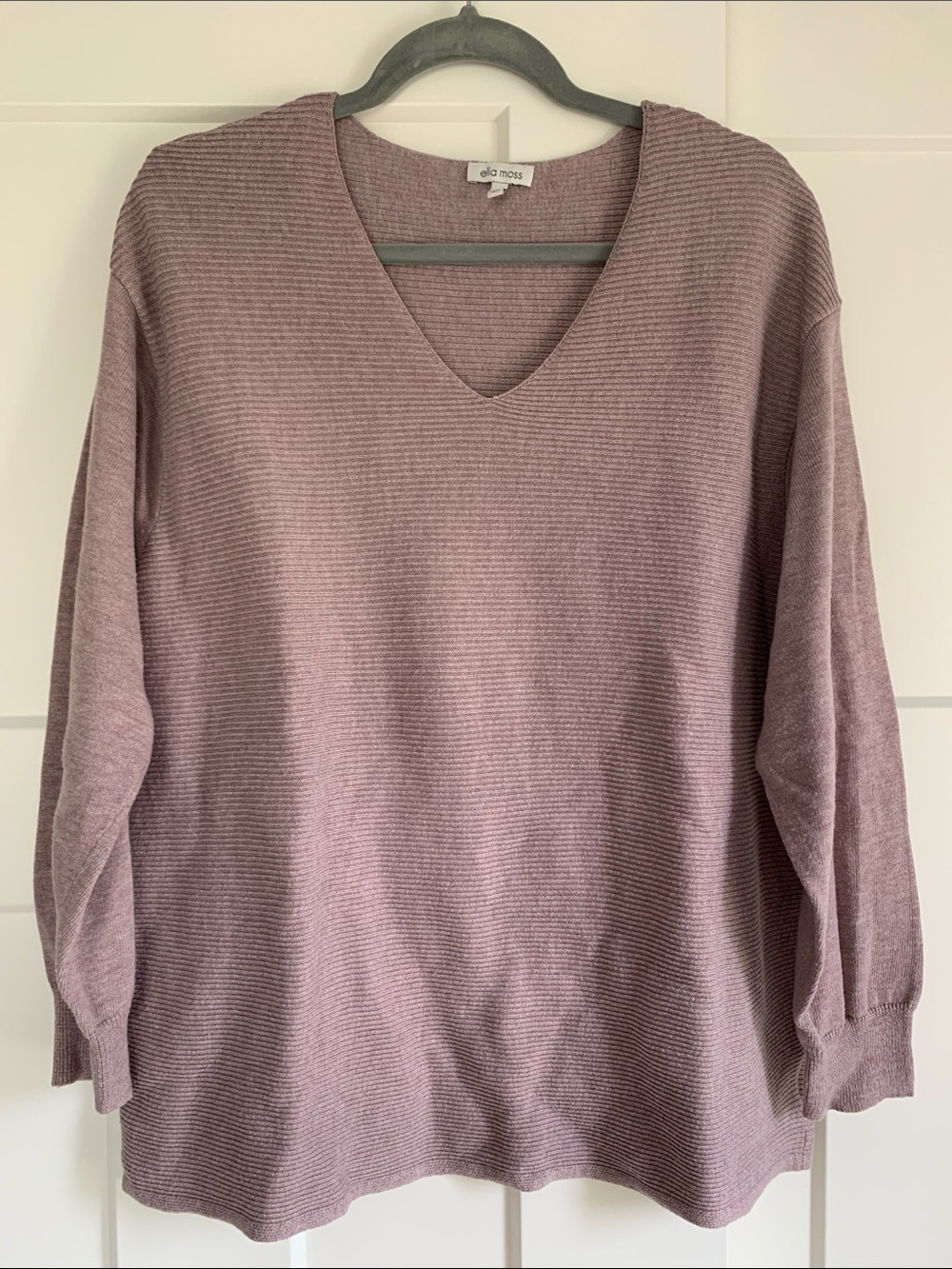 {Ella Moss} Mauve Ribbed V-Neck Sweater